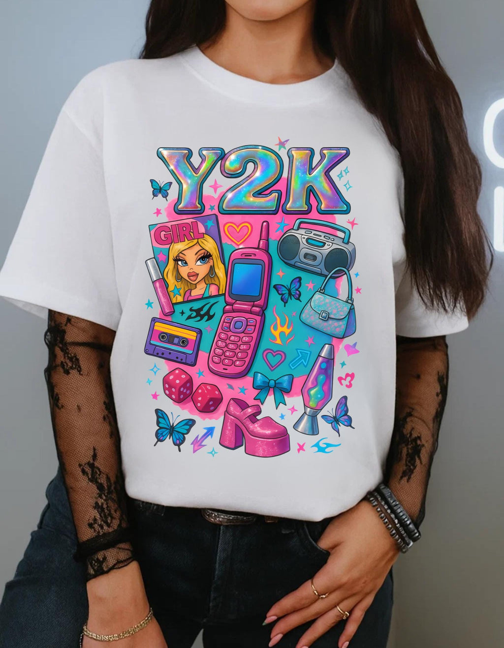 Y2K Graphic Tee: Retro 2000s Heavy Cotton Unisex Shirt - Nostalgic Streetwear Fashion Gift