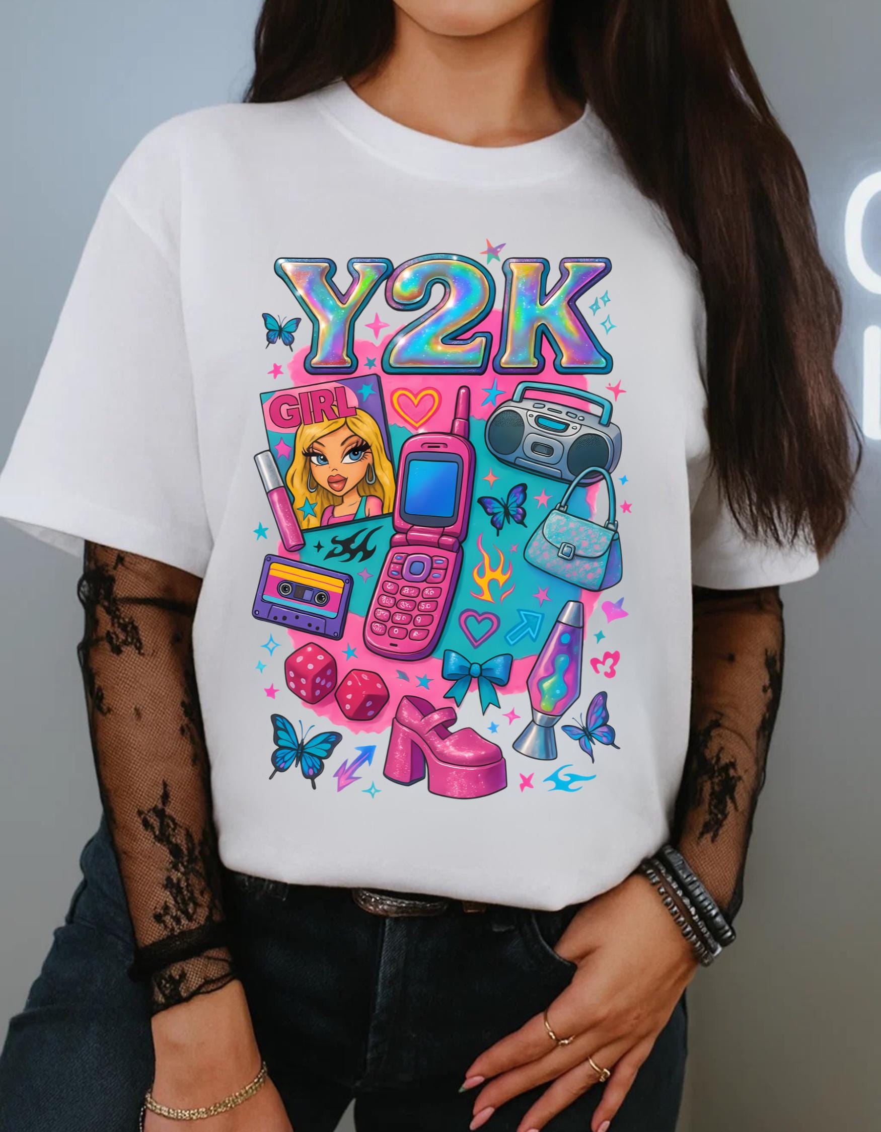 Y2K Graphic Tee: Retro 2000s Heavy Cotton Unisex Shirt - Nostalgic Streetwear Fashion Gift