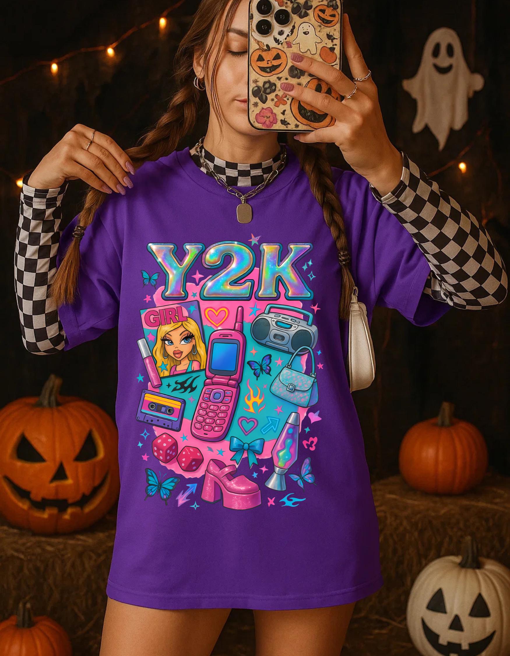 Y2K Graphic Tee: Retro 2000s Heavy Cotton Unisex Shirt - Nostalgic Streetwear Fashion Gift