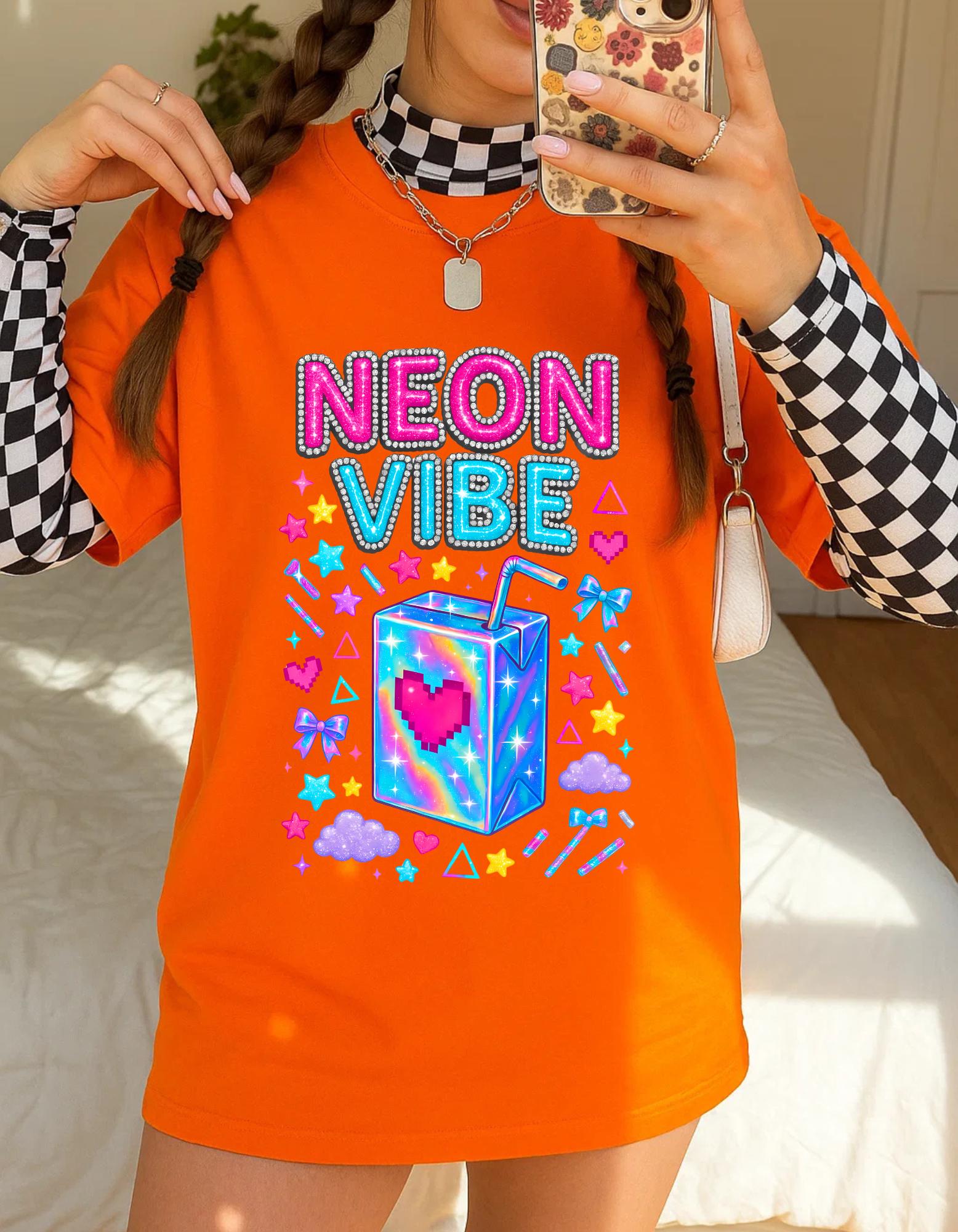 Y2K Neon Chrome Font Tee: Bedazzled 90s Retro Shirt