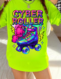 Y2K Rainbow Roller Skate Tee Cyber Chrome Party Shirt Neon Colorful Unisex Cotton Top