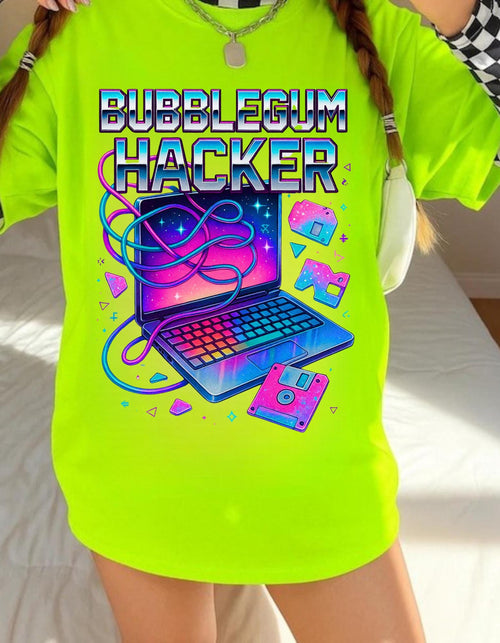 Bubblegum Hacker Tee: Retro Gamer Shirt, Cyberpunk Fashion