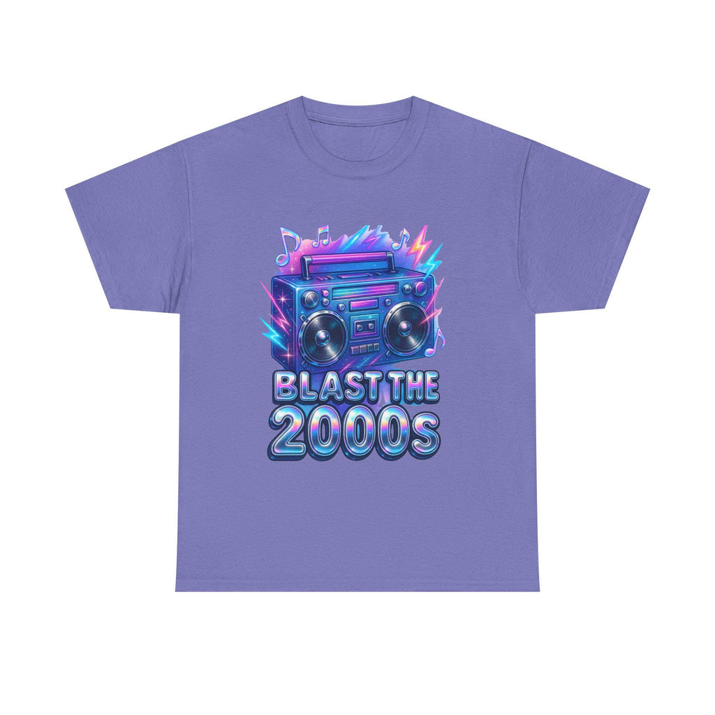 Y2K Boombox T-Shirt: Retro 2000s Chrome Font Graphic Tee