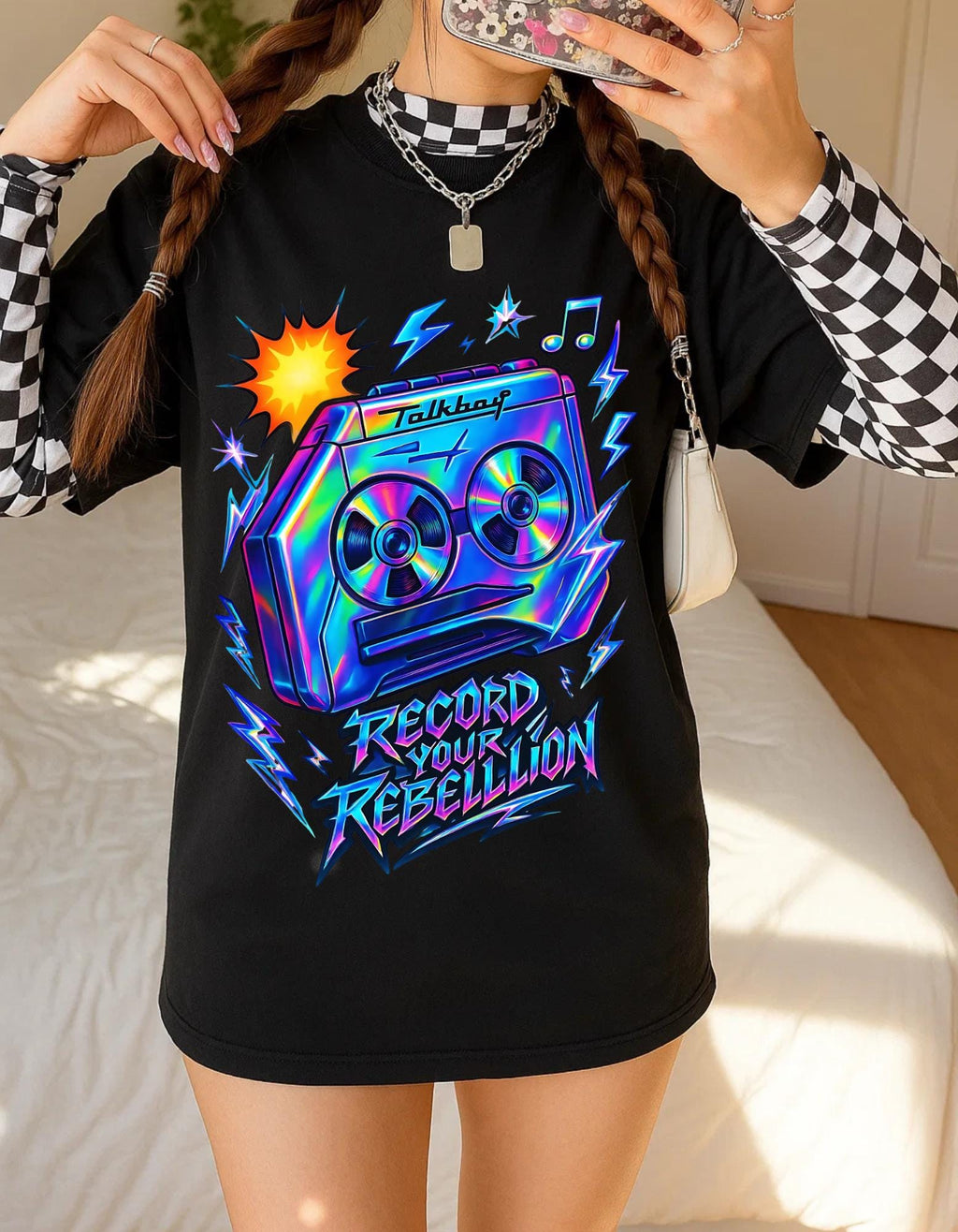Retro Music Rebel Graphic Tee: Unisex Cotton T-Shirt