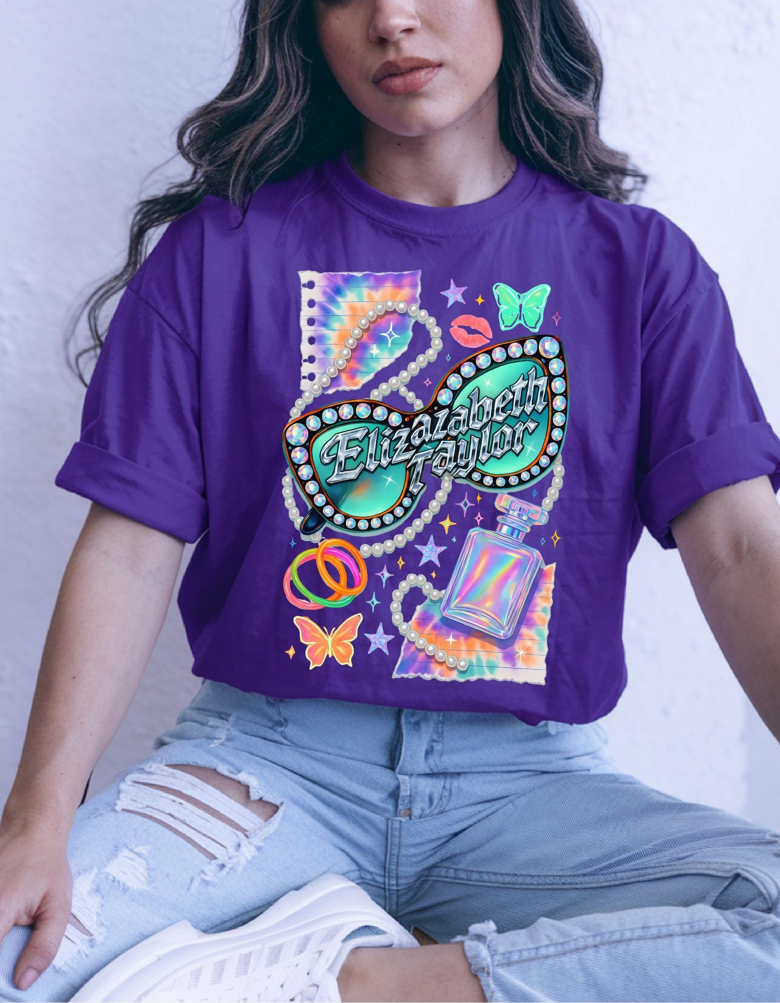 Retro Vegas Showgirl Tee: 90s Y2K Elizabeth Taylor Inspired Glamour