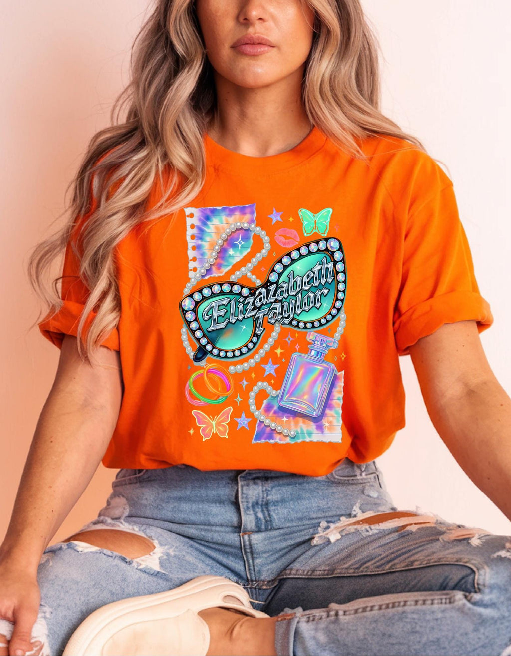 Retro Vegas Showgirl Tee: 90s Y2K Elizabeth Taylor Inspired Glamour