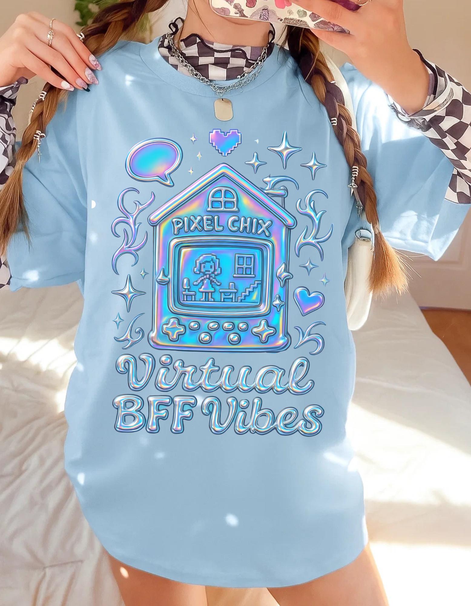 Virtual BFF Vibes Unisex Softstyle T-Shirt, Cute Graphic Tee, Best Friend Gift, Quirky Apparel,