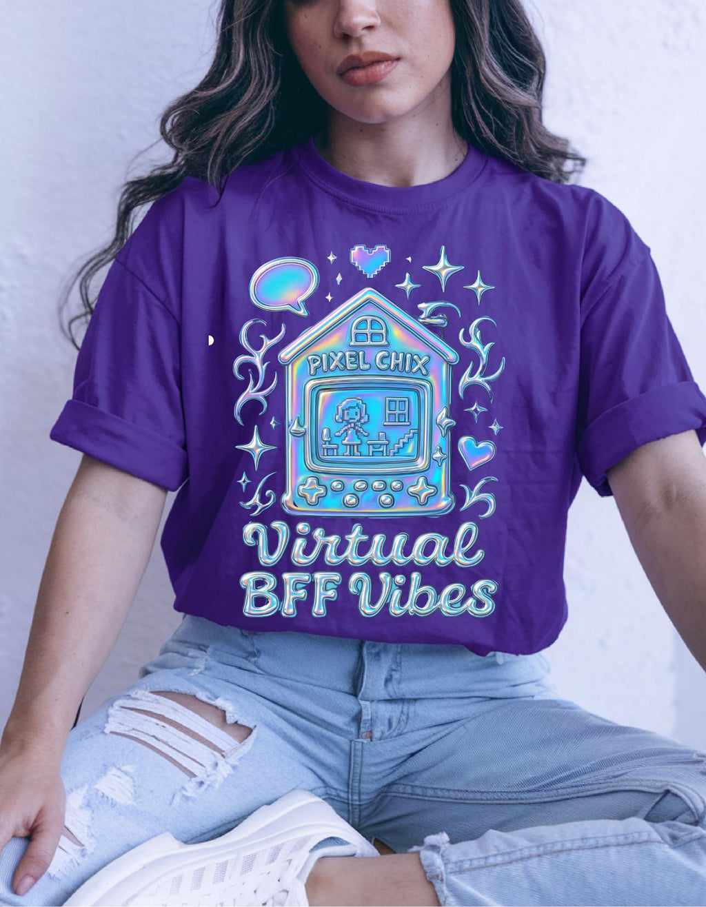 Virtual BFF Vibes Unisex Softstyle T-Shirt, Cute Graphic Tee, Best Friend Gift, Quirky Apparel,