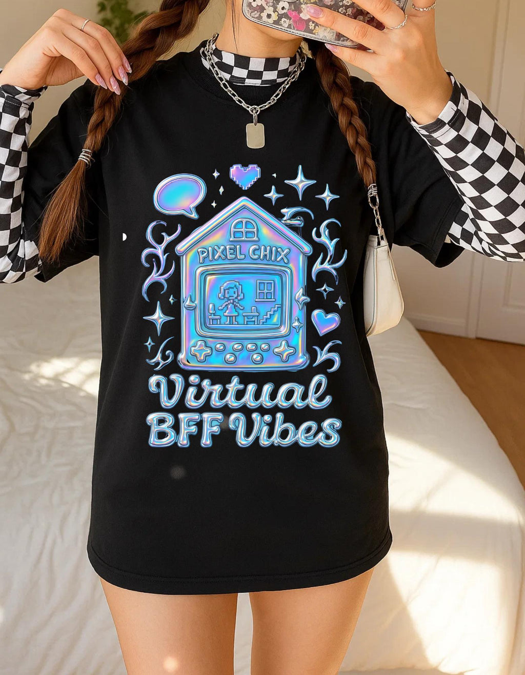 Virtual BFF Vibes Unisex Softstyle T-Shirt, Cute Graphic Tee, Best Friend Gift, Quirky Apparel,