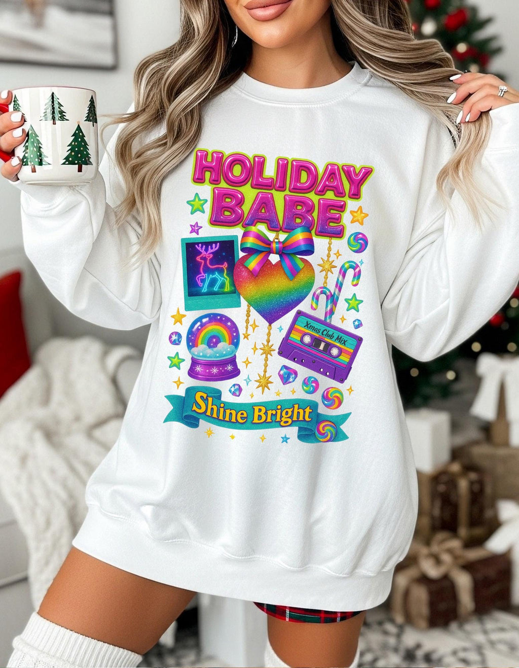 Shine Bright Holiday Sweatshirt: Unisex Crewneck Winter Fashion