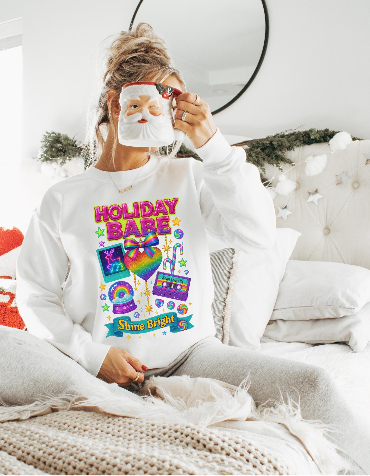 Shine Bright Holiday Sweatshirt: Unisex Crewneck Winter Fashion