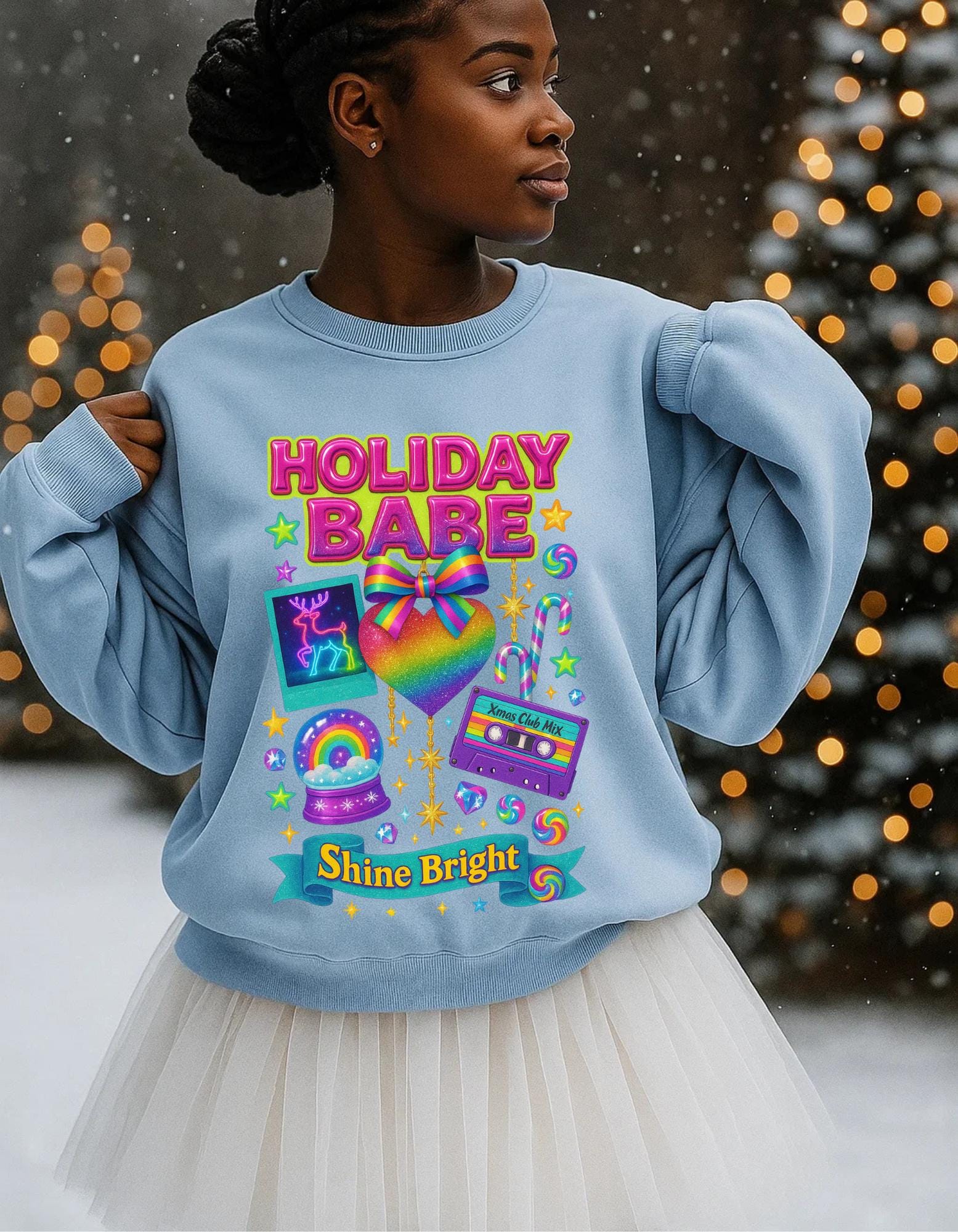 Shine Bright Holiday Sweatshirt: Unisex Crewneck Winter Fashion