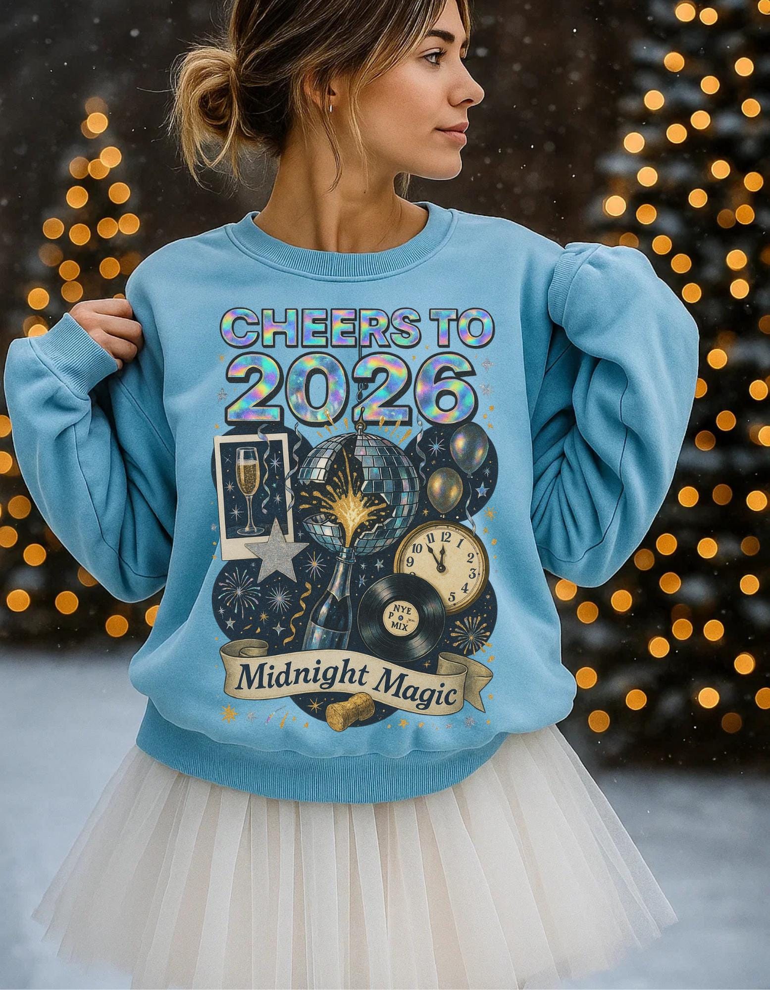 Magical Midnight New Year 2026 Unisex Crewneck Sweatshirt - Festive Celebration Graphic Pullover