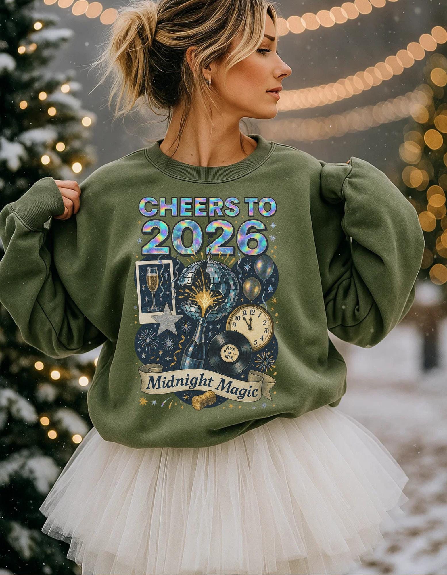 Magical Midnight New Year 2026 Unisex Crewneck Sweatshirt - Festive Celebration Graphic Pullover