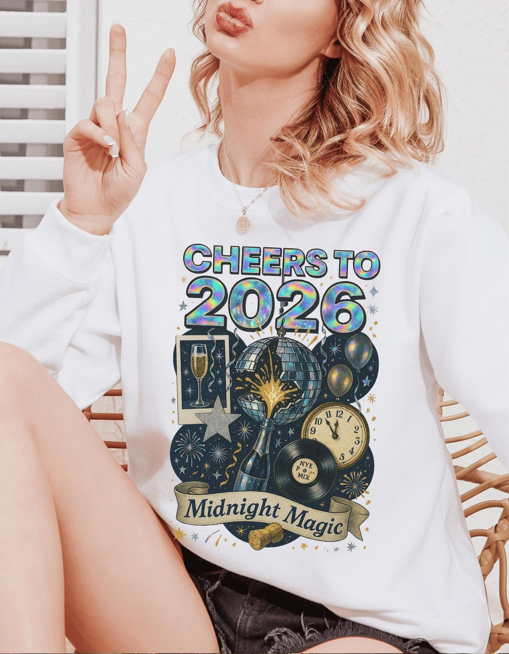Magical Midnight New Year 2026 Unisex Crewneck Sweatshirt - Festive Celebration Graphic Pullover