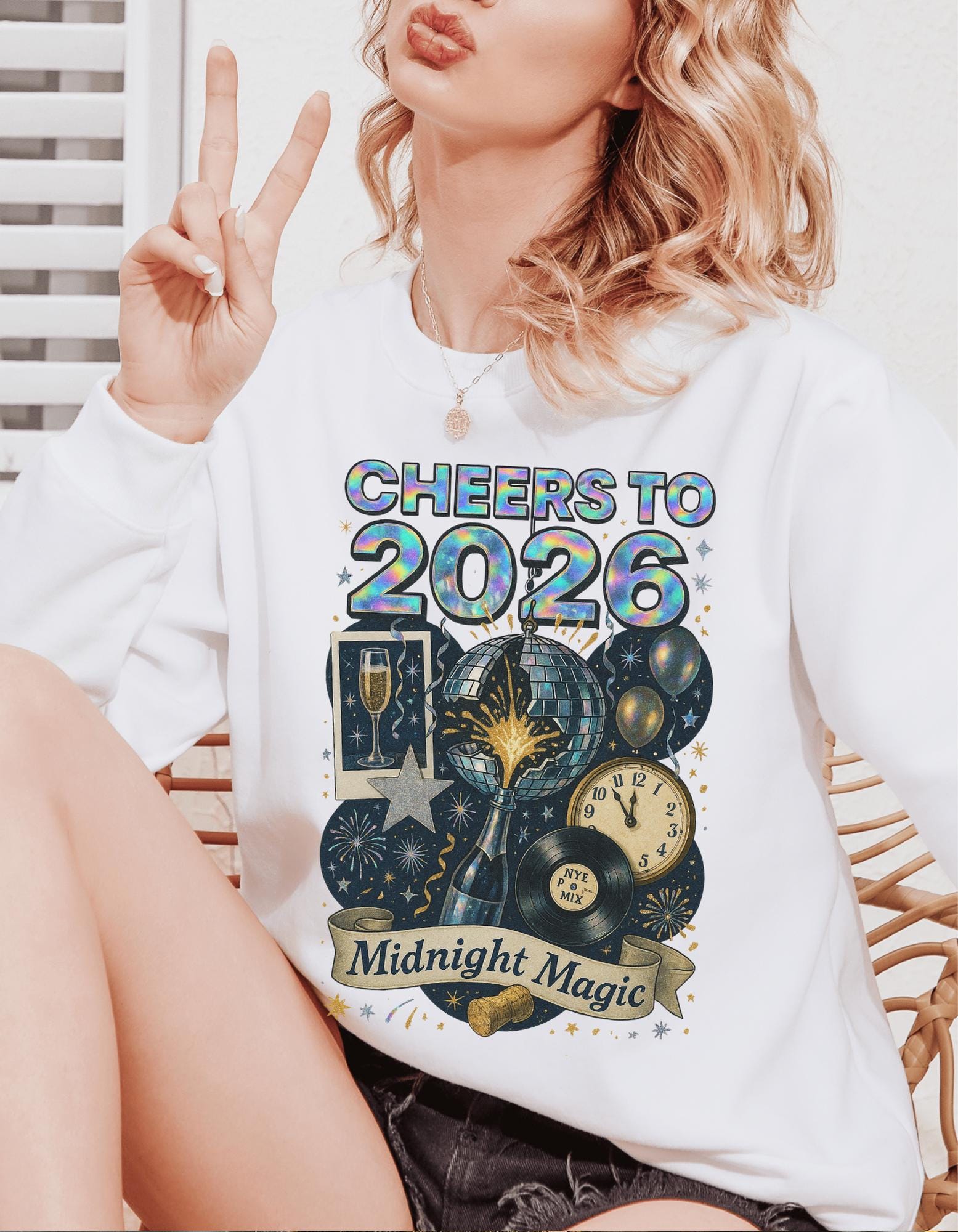 Magical Midnight New Year 2026 Unisex Crewneck Sweatshirt - Festive Celebration Graphic Pullover