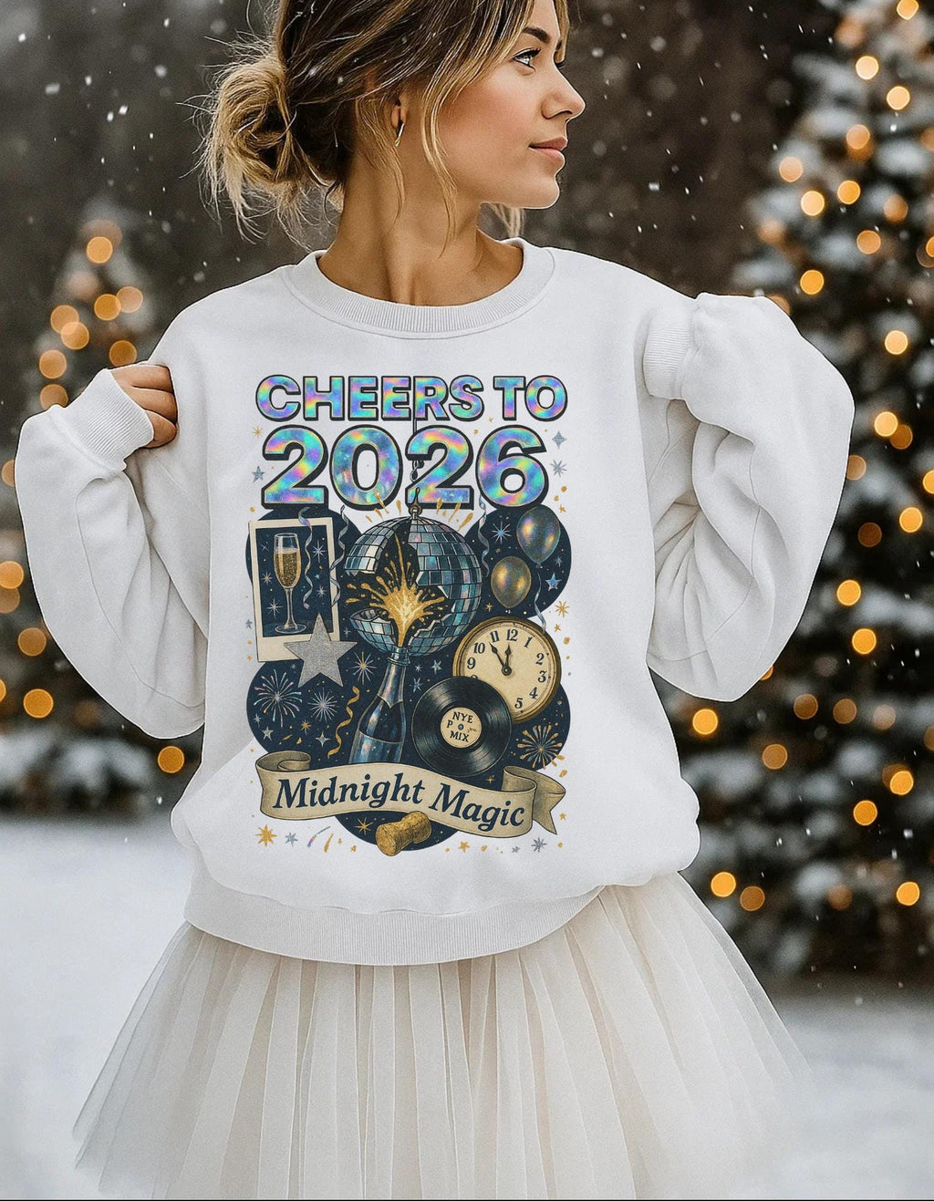 Magical Midnight New Year 2026 Unisex Crewneck Sweatshirt - Festive Celebration Graphic Pullover