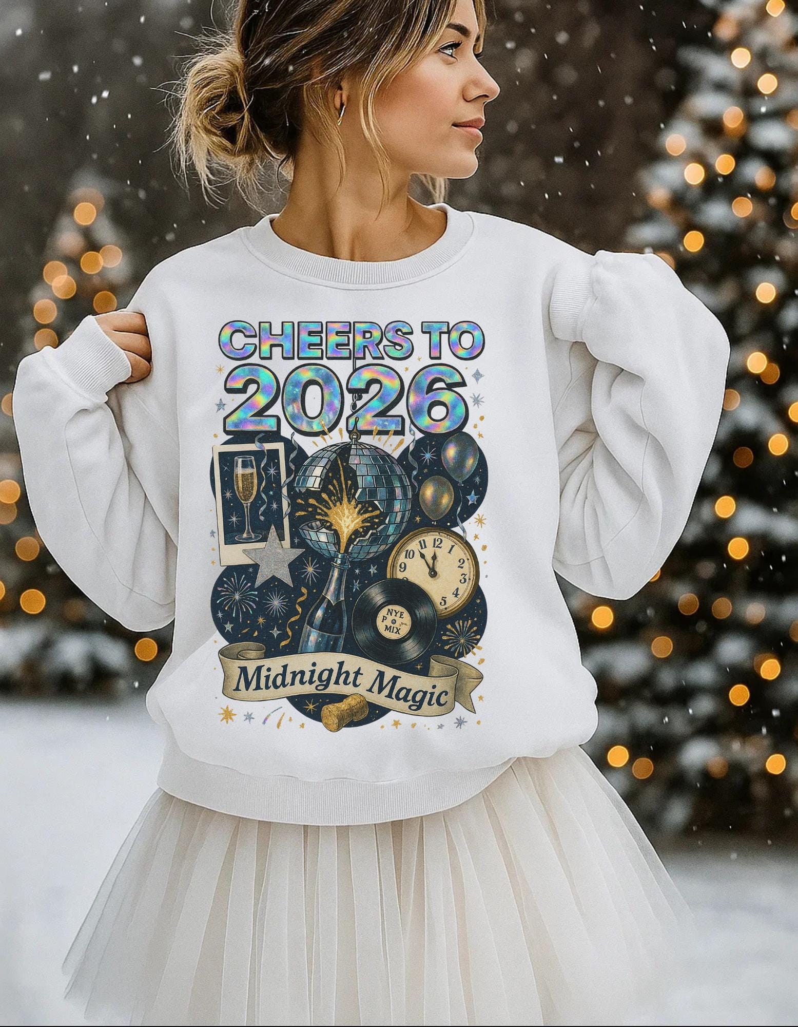 Magical Midnight New Year 2026 Unisex Crewneck Sweatshirt - Festive Celebration Graphic Pullover