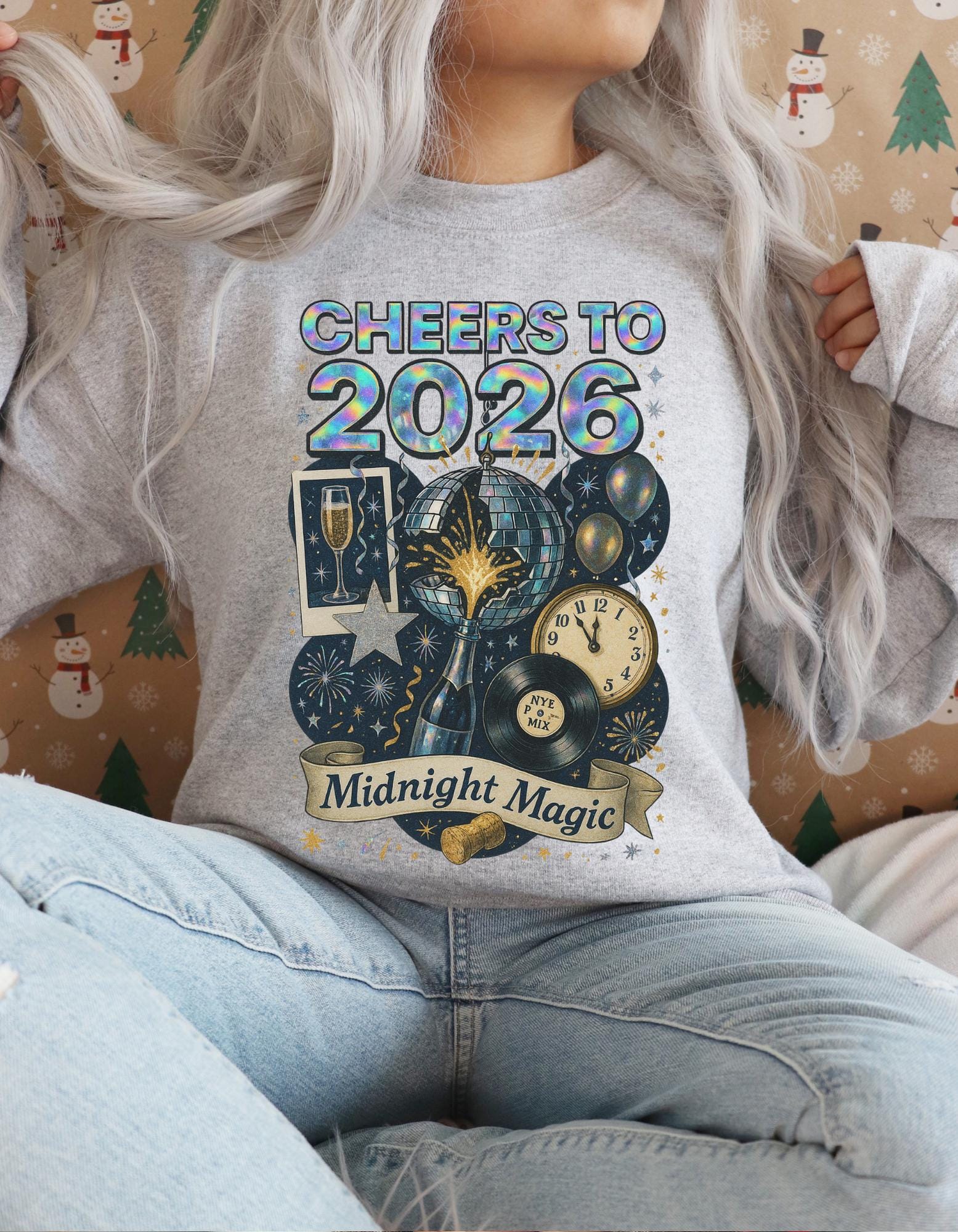 Magical Midnight New Year 2026 Unisex Crewneck Sweatshirt - Festive Celebration Graphic Pullover