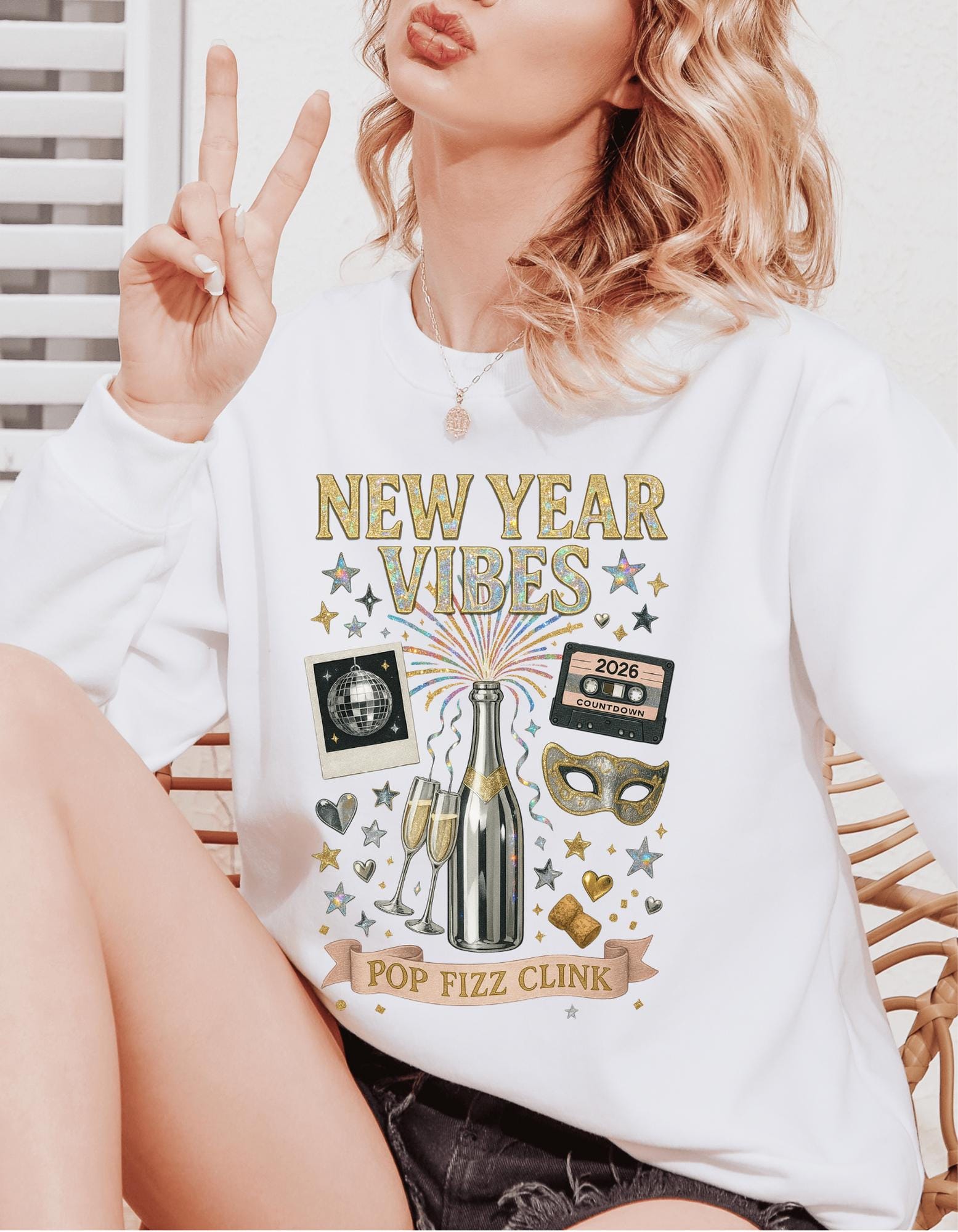 New Year Vibes Unisex Crewneck: Festive Holiday Sweatshirt for Cozy Winter Celebrations