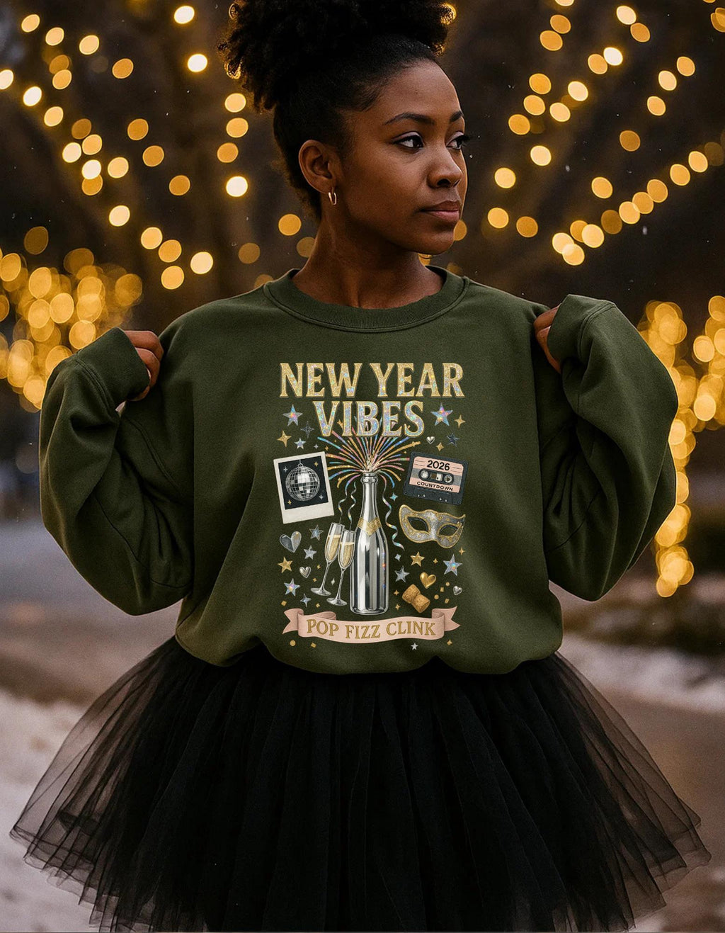 New Year Vibes Unisex Crewneck: Festive Holiday Sweatshirt for Cozy Winter Celebrations
