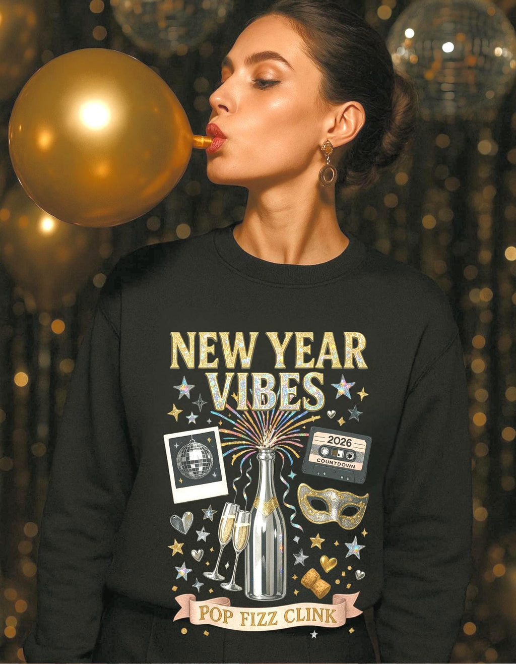 New Year Vibes Unisex Crewneck: Festive Holiday Sweatshirt for Cozy Winter Celebrations