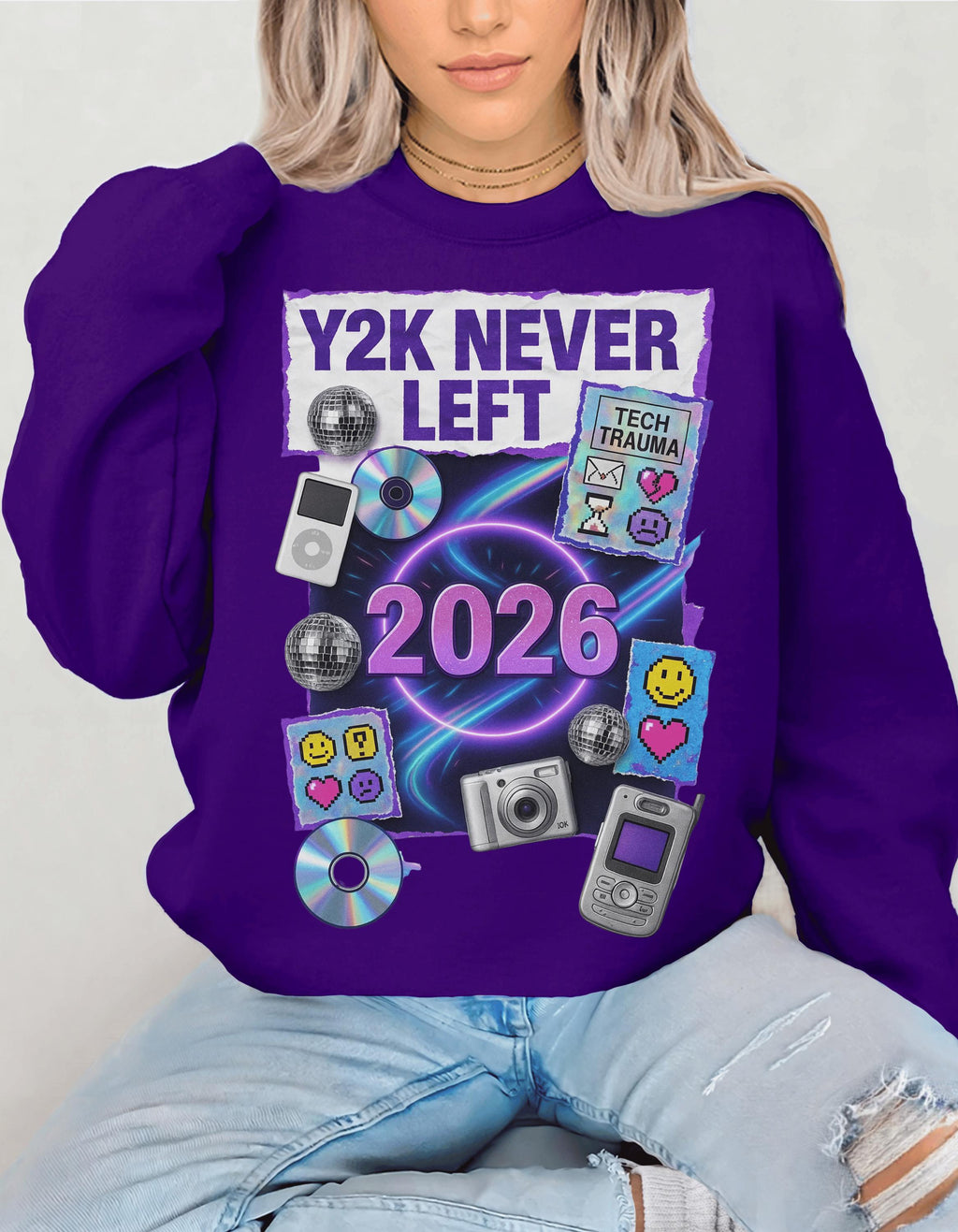 Y2K New Years Sweatshirt: Unisex Vintage Crewneck Pullover