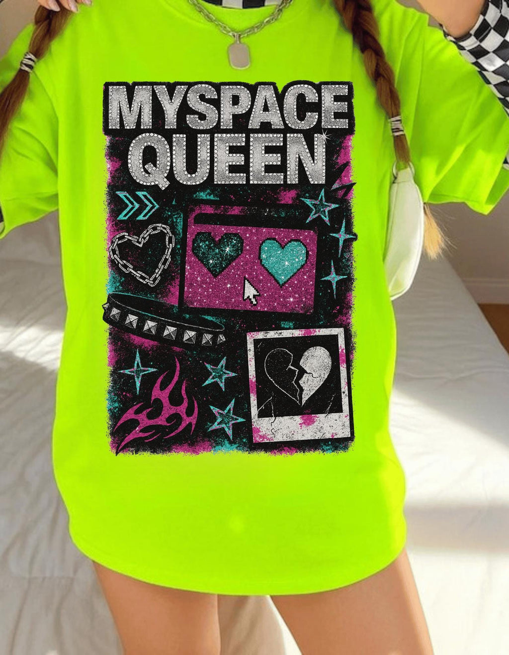 Retro MySpace Queen Graphic Tee Unisex Trendy Cotton T-Shirt Nostalgic Social Media Fashion