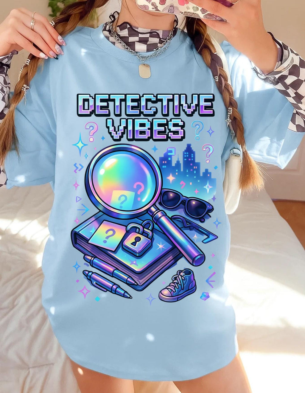Y2K Detective Graphic Tee: Retro Sleuth Mystery Shirt Crime Fan Gift Unisex Cotton Apparel