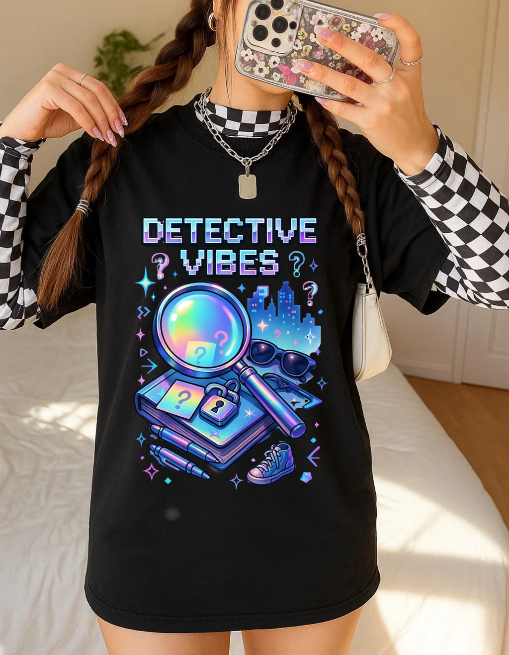 Y2K Detective Graphic Tee: Retro Sleuth Mystery Shirt Crime Fan Gift Unisex Cotton Apparel