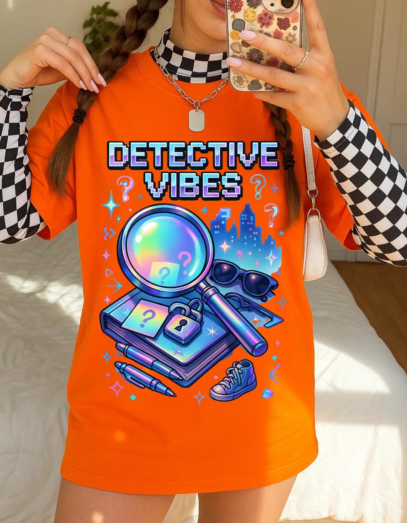 Y2K Detective Graphic Tee: Retro Sleuth Mystery Shirt Crime Fan Gift Unisex Cotton Apparel