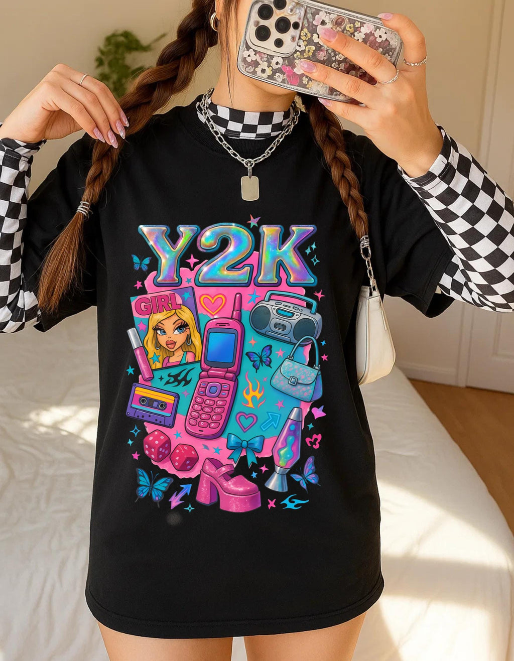 Y2K Graphic Tee: Retro 2000s Heavy Cotton Unisex Shirt - Nostalgic Streetwear Fashion Gift