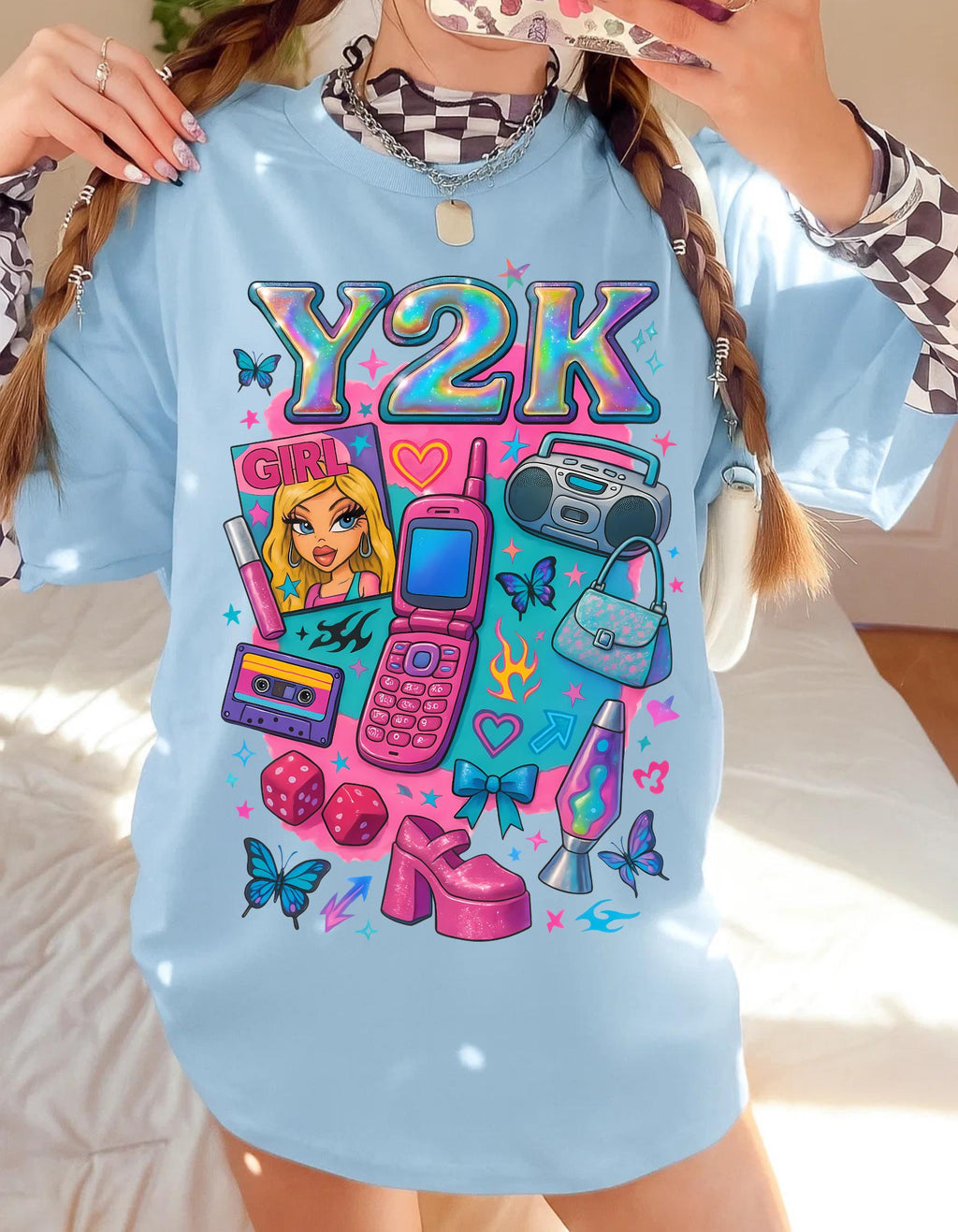 Y2K Graphic Tee: Retro 2000s Heavy Cotton Unisex Shirt - Nostalgic Streetwear Fashion Gift
