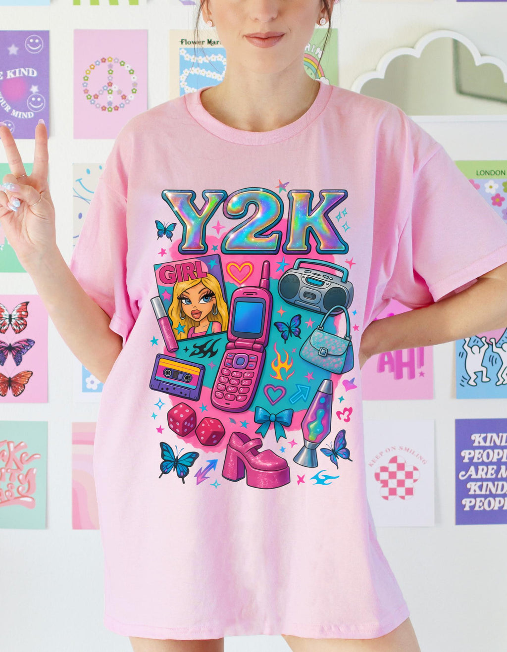 Y2K Graphic Tee: Retro 2000s Heavy Cotton Unisex Shirt - Nostalgic Streetwear Fashion Gift