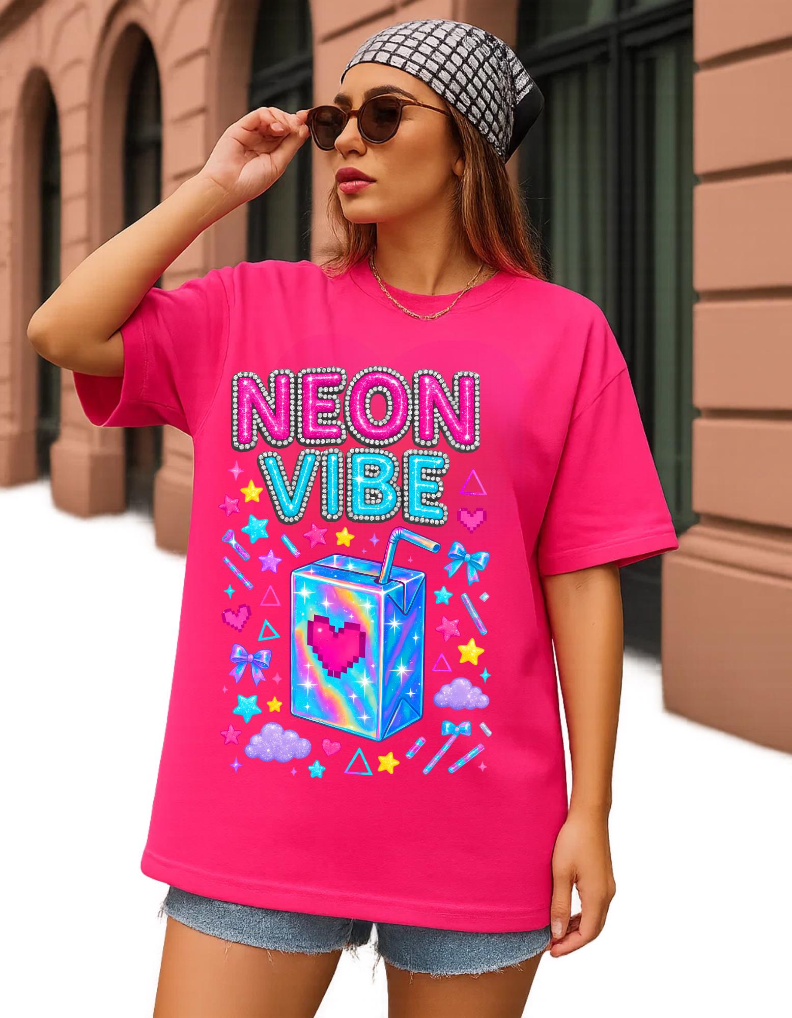 Y2K Neon Chrome Font Tee: Bedazzled 90s Retro Shirt