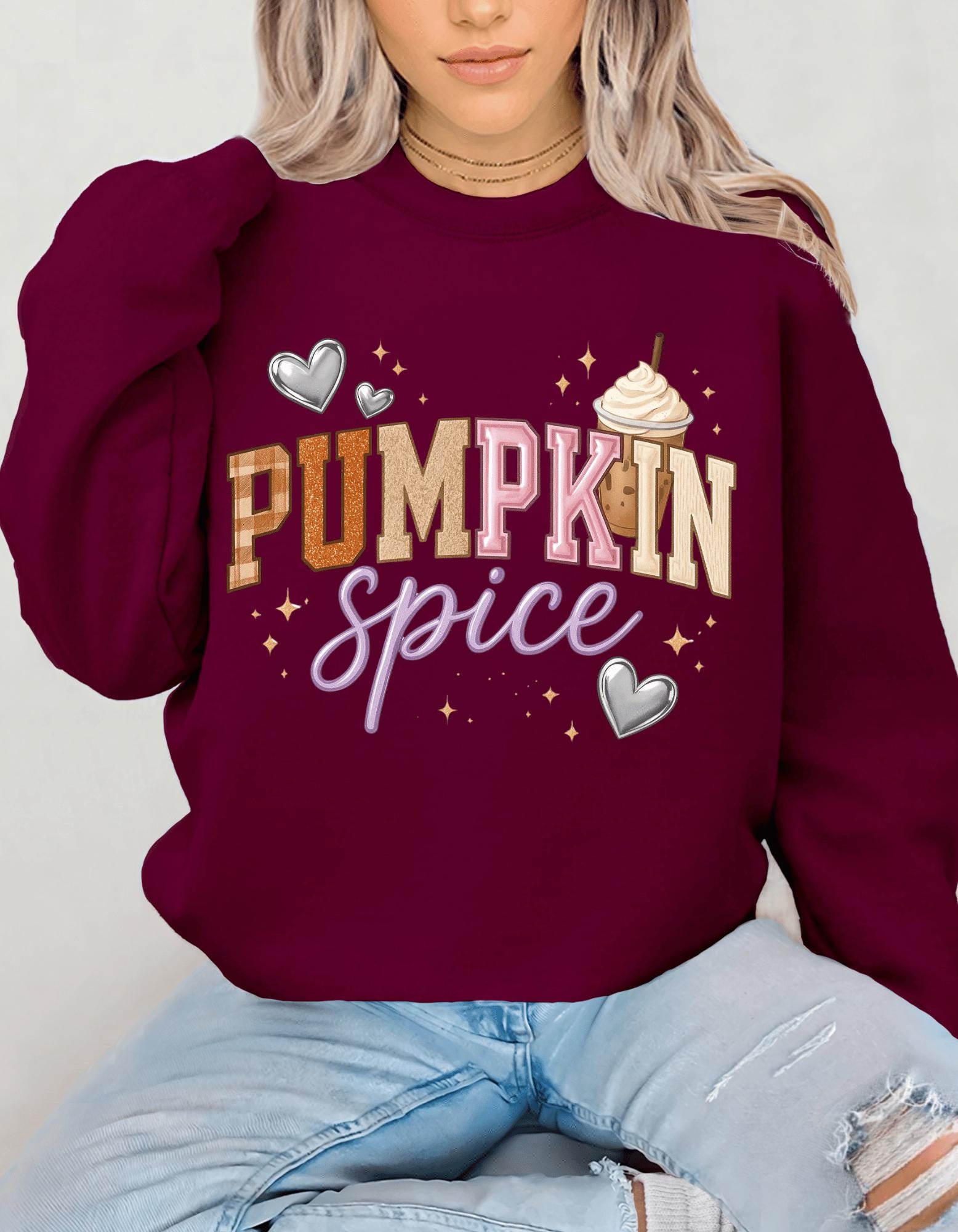 Cozy Autumn Pumpkin Spice Crewneck Sweatshirt - Trendy Fall Vibes Apparel for Seasonal Lovers