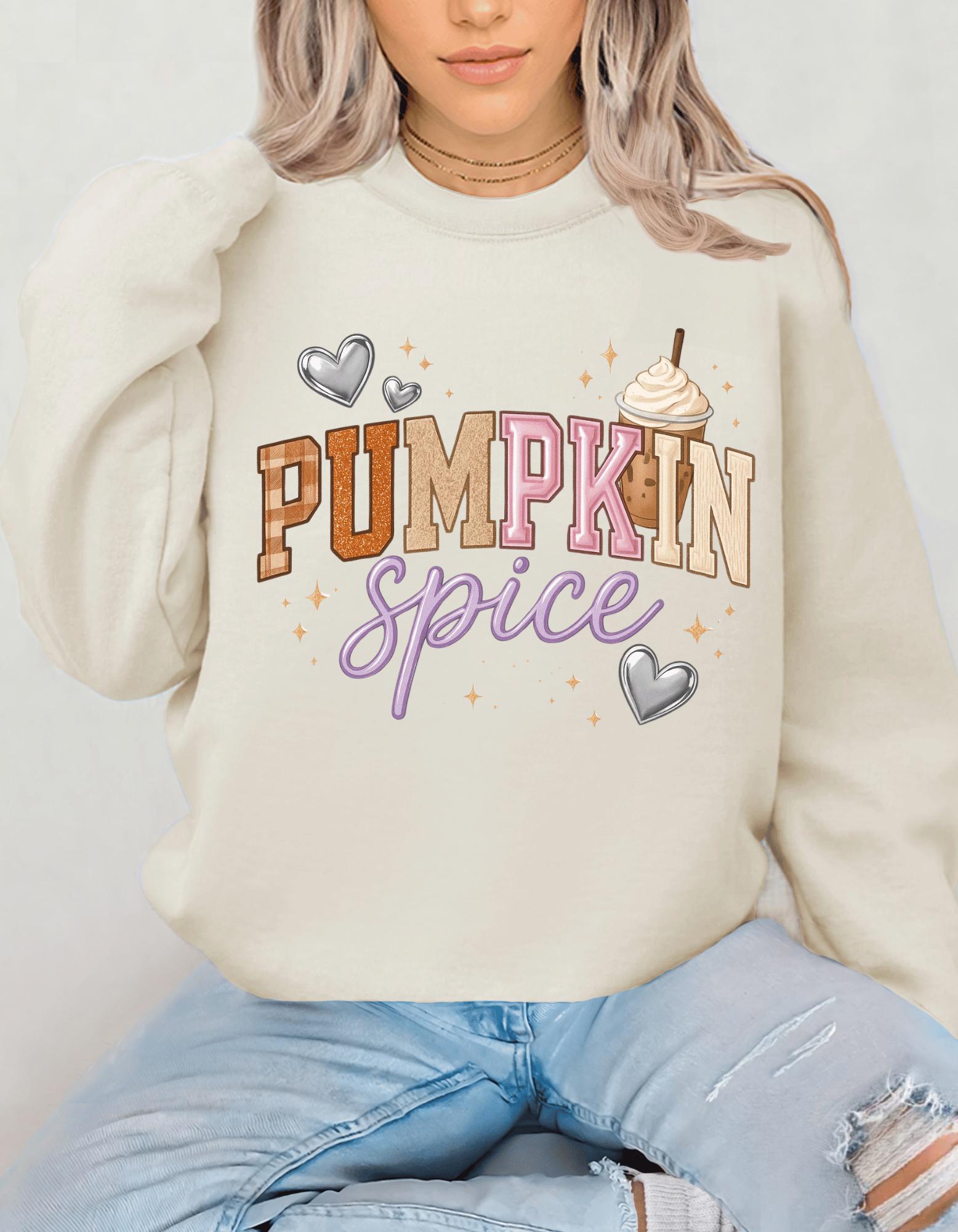 Cozy Autumn Pumpkin Spice Crewneck Sweatshirt - Trendy Fall Vibes Apparel for Seasonal Lovers