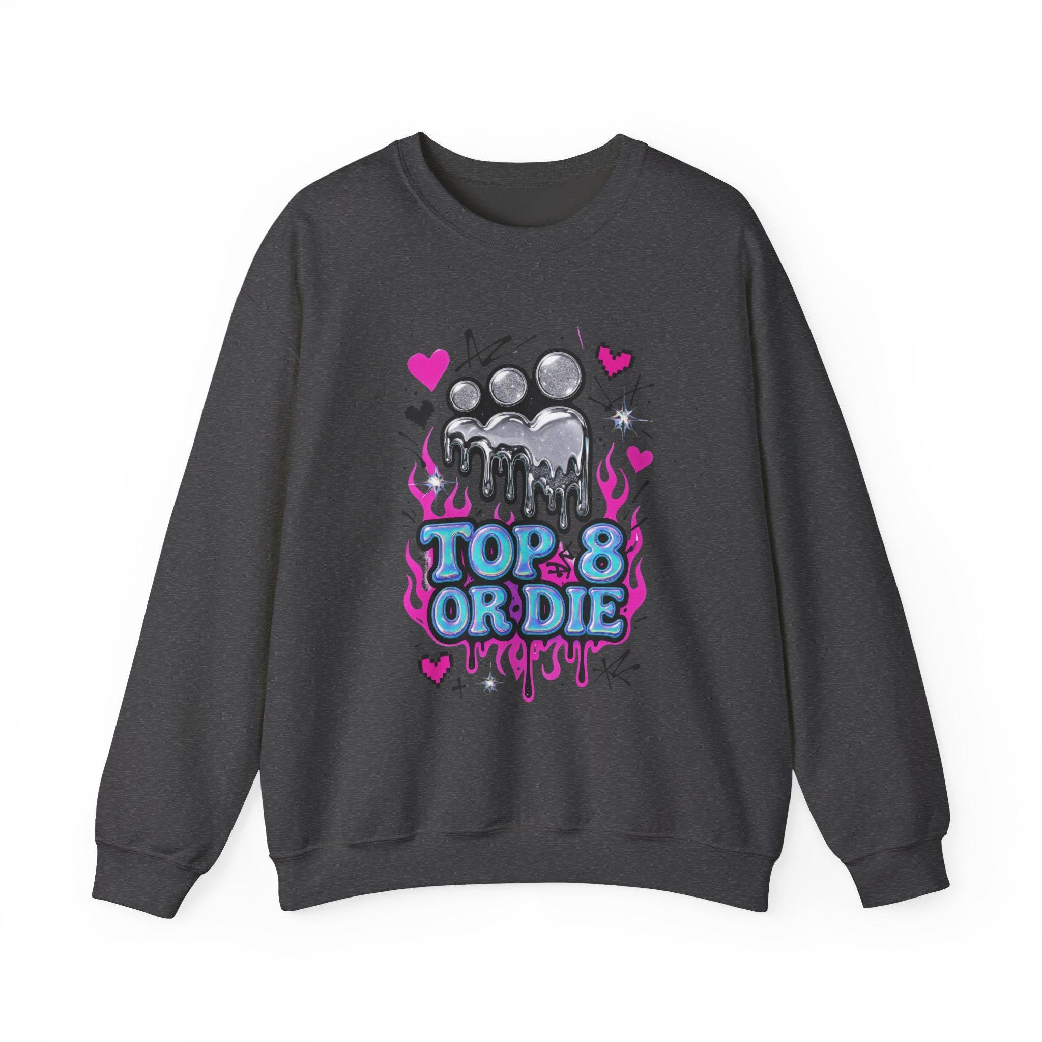 Retro MySpace Top 8 Sweatshirt: Y2K Nostalgia Social Media Throwback Fashion Unisex Pullover