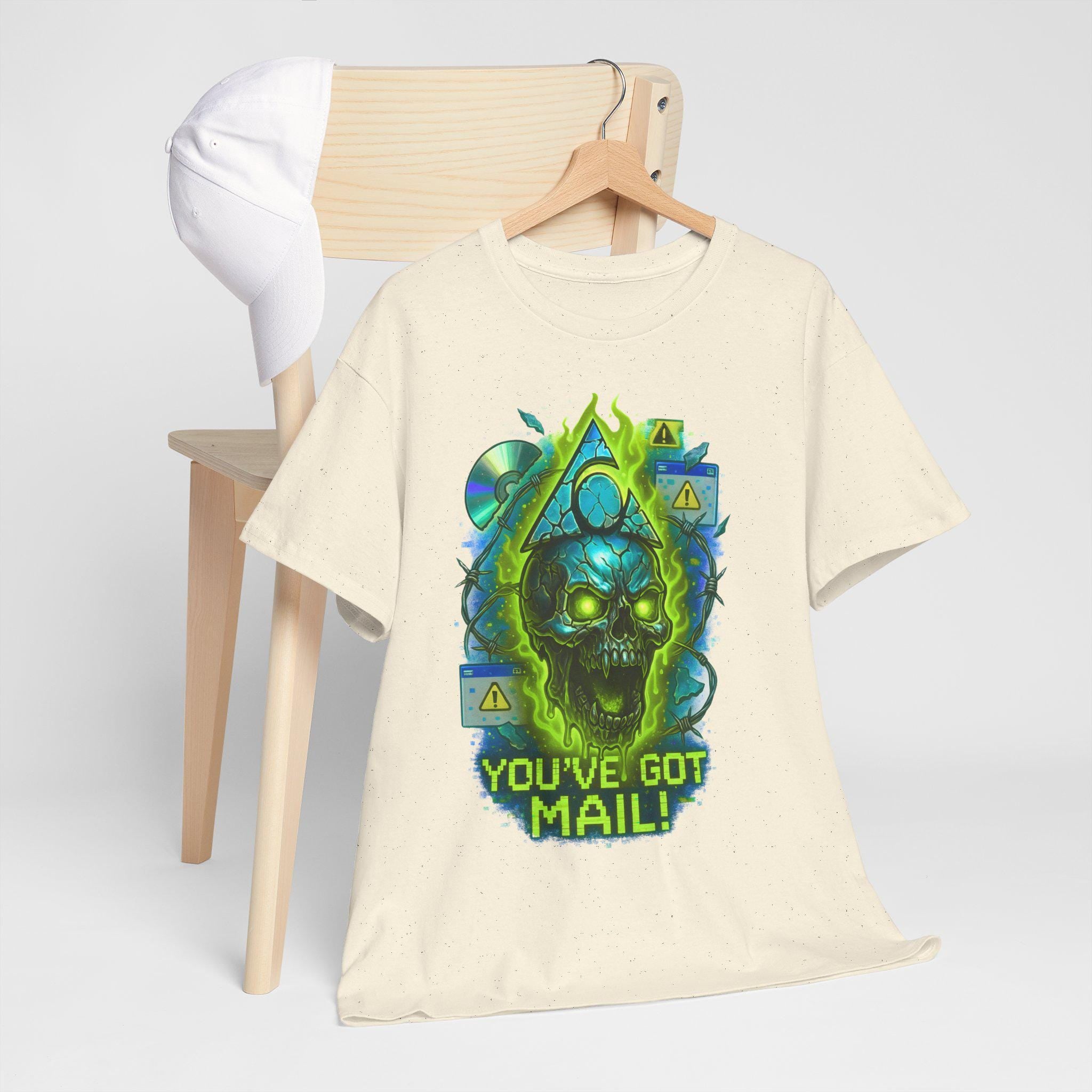 Retro Skull Mail Graphic Tee - Unisex Cotton T-Shirt, Edgy Pop Culture Fashion Gift