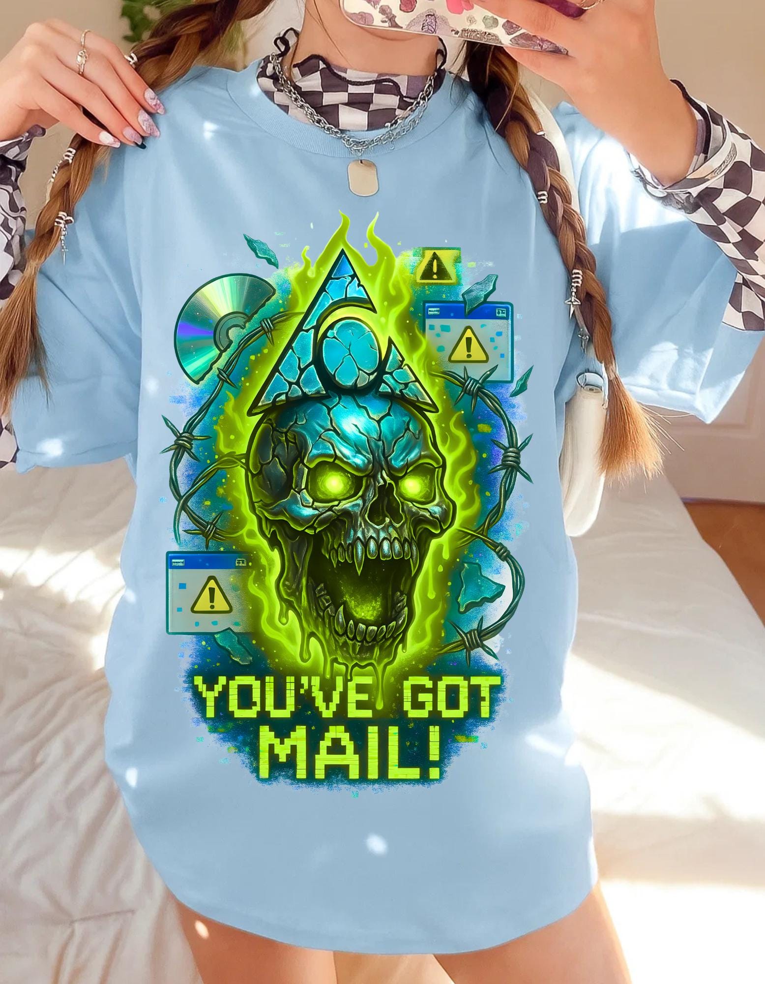 Retro Skull Mail Graphic Tee - Unisex Cotton T-Shirt, Edgy Pop Culture Fashion Gift