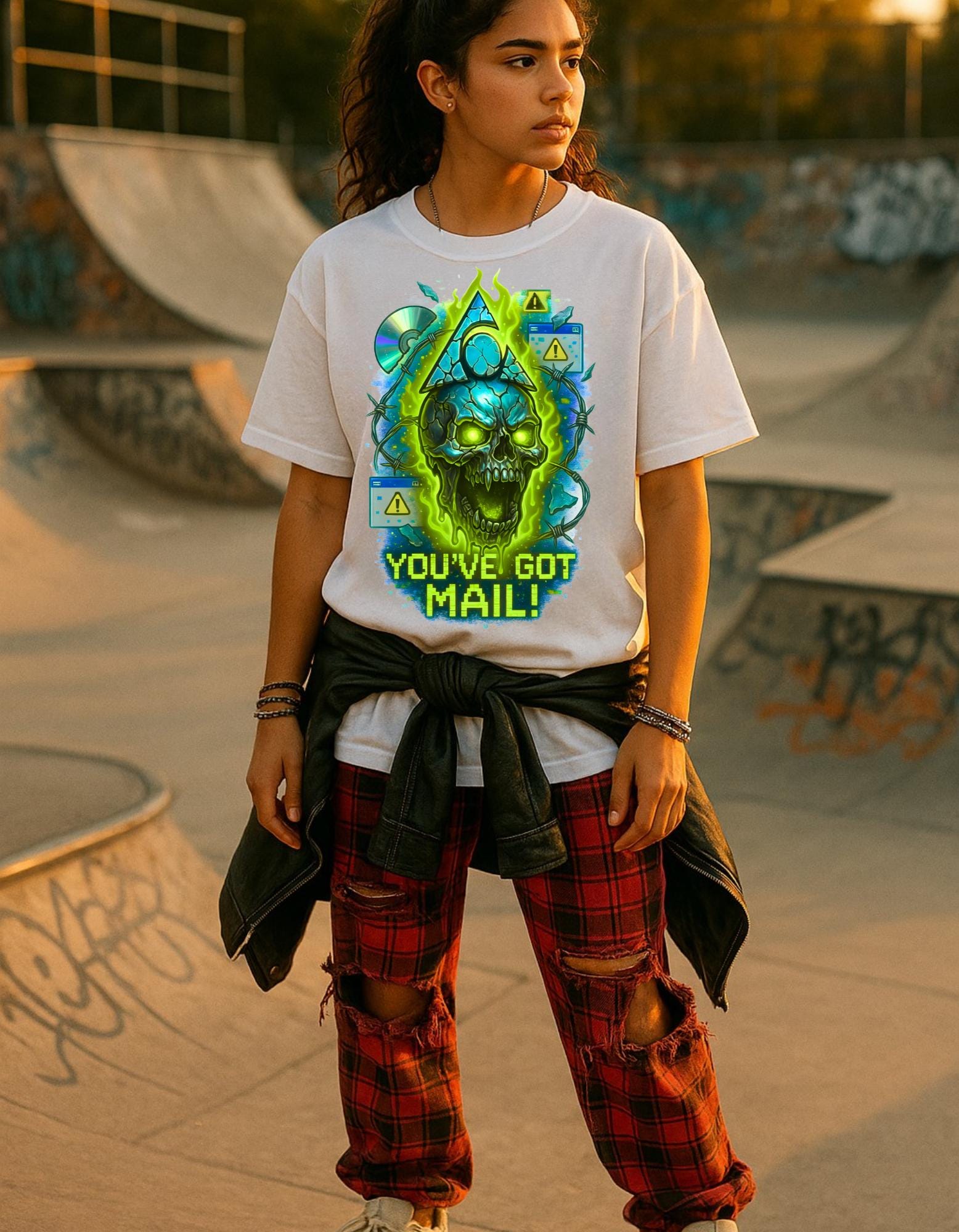 Retro Skull Mail Graphic Tee - Unisex Cotton T-Shirt, Edgy Pop Culture Fashion Gift