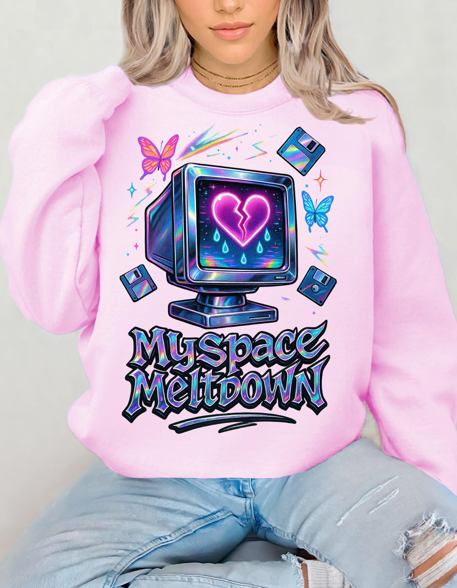 Vintage '90s Myspace Meltdown Sweatshirt: Retro Tech Geek Pullover
