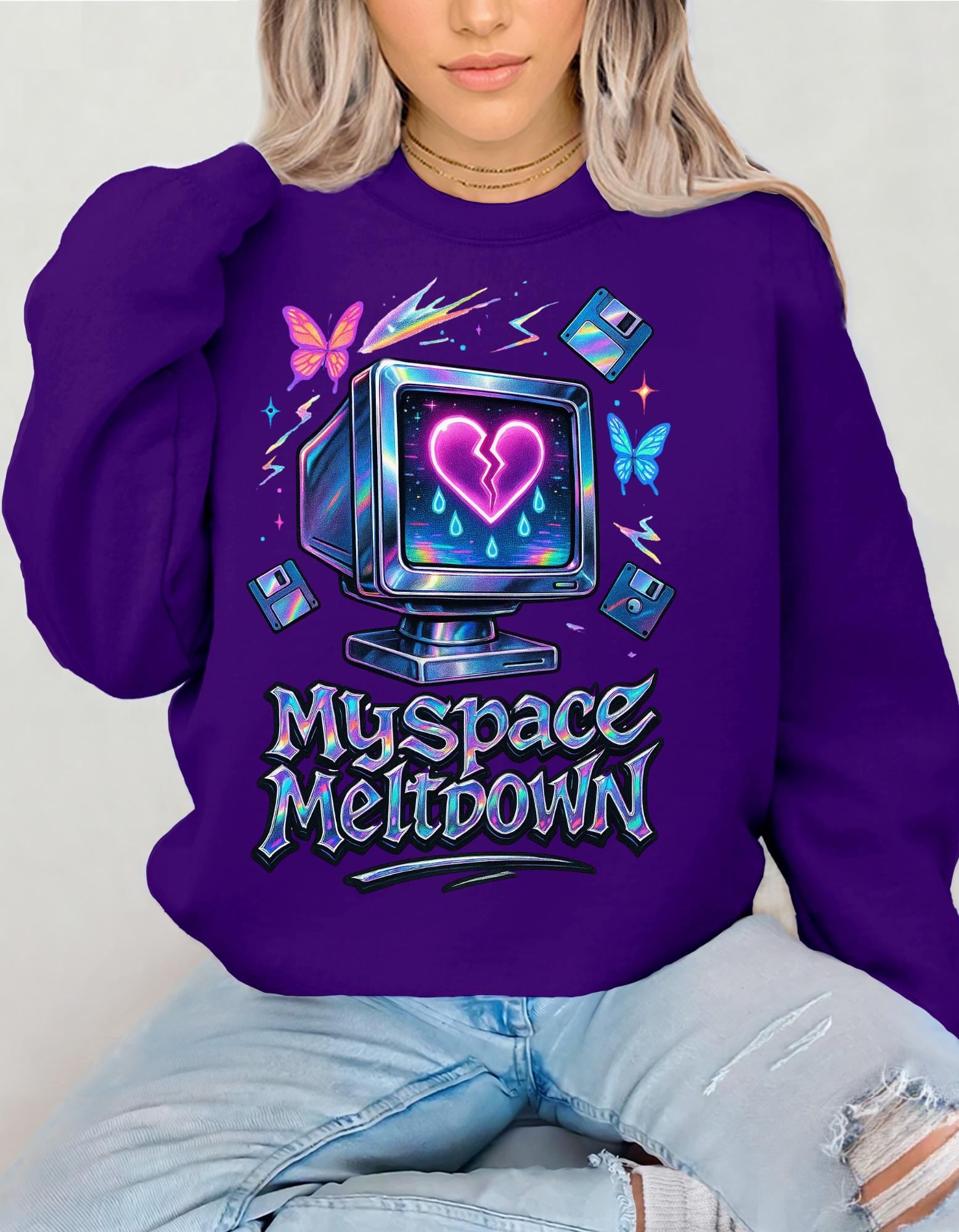 Vintage '90s Myspace Meltdown Sweatshirt: Retro Tech Geek Pullover