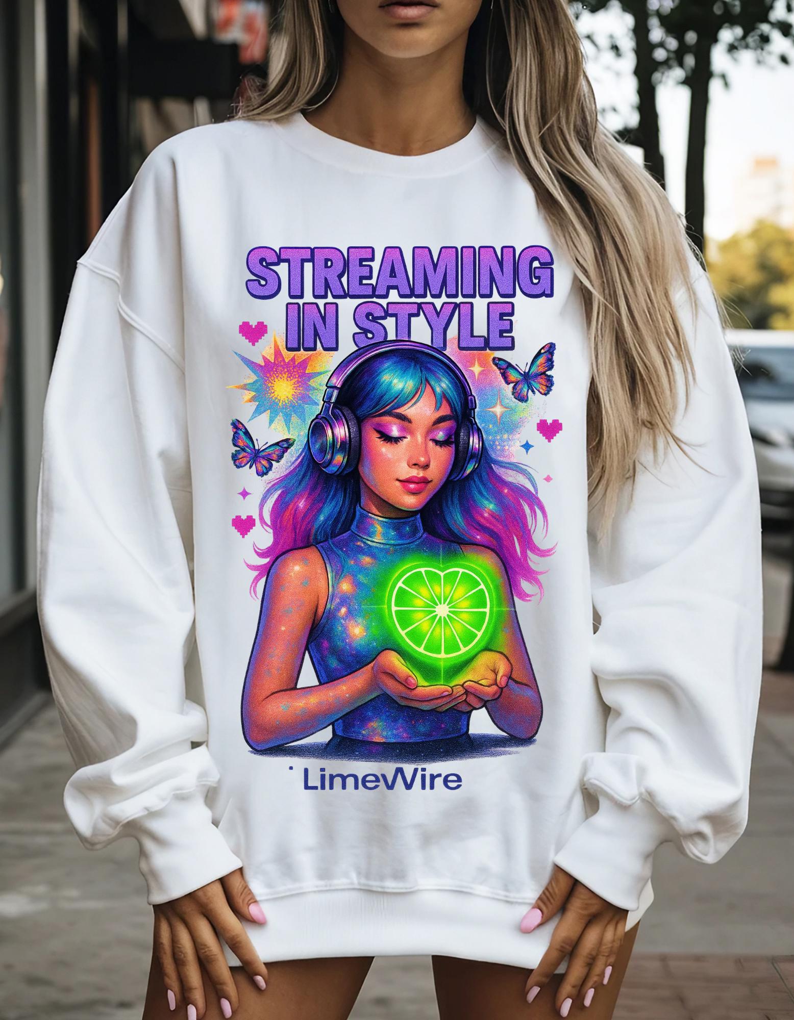 Retro Limewire Heart Crewneck: Retro Music Lover Pullover Sweatshirt for millennials Street Style