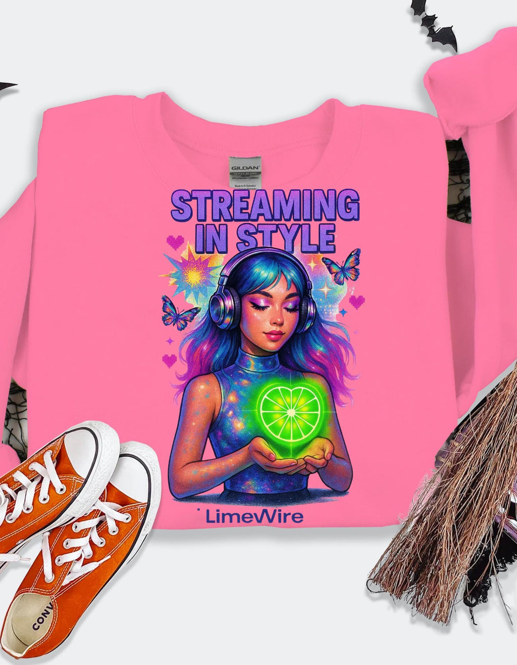 Retro Limewire Heart Crewneck: Retro Music Lover Pullover Sweatshirt for millennials Street Style