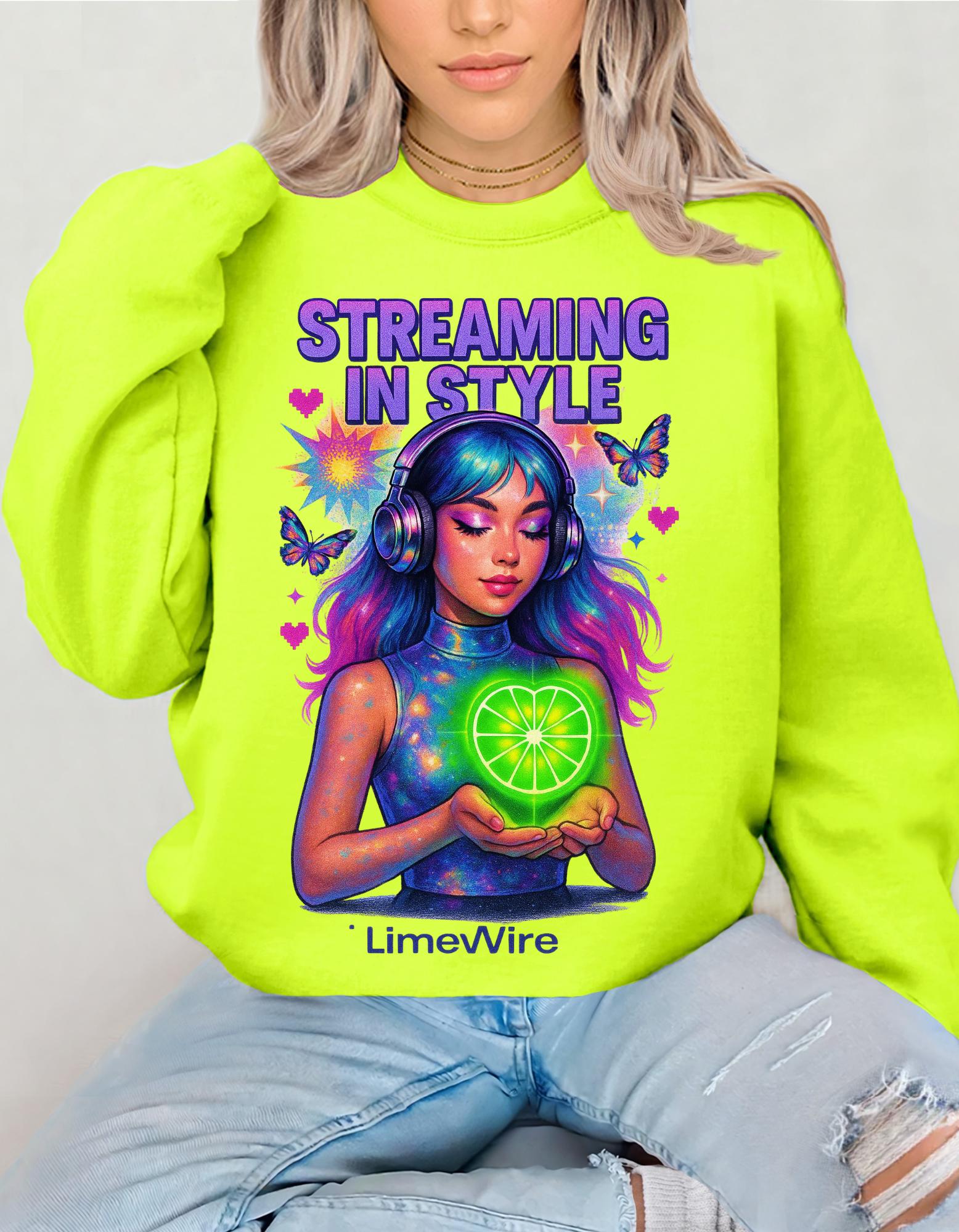 Retro Limewire Heart Crewneck: Retro Music Lover Pullover Sweatshirt for millennials Street Style