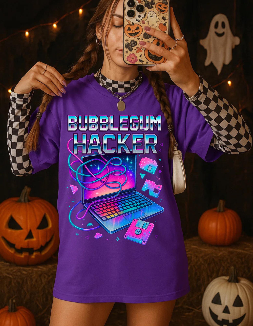 Bubblegum Hacker Tee: Retro Gamer Shirt, Cyberpunk Fashion
