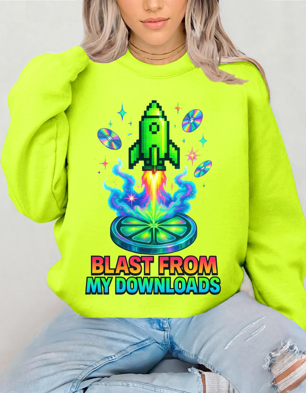 90s Rocket Graphic Sweatshirt: Retro Music Lover Pullover
