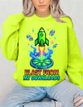 90s Rocket Graphic Sweatshirt: Retro Music Lover Pullover
