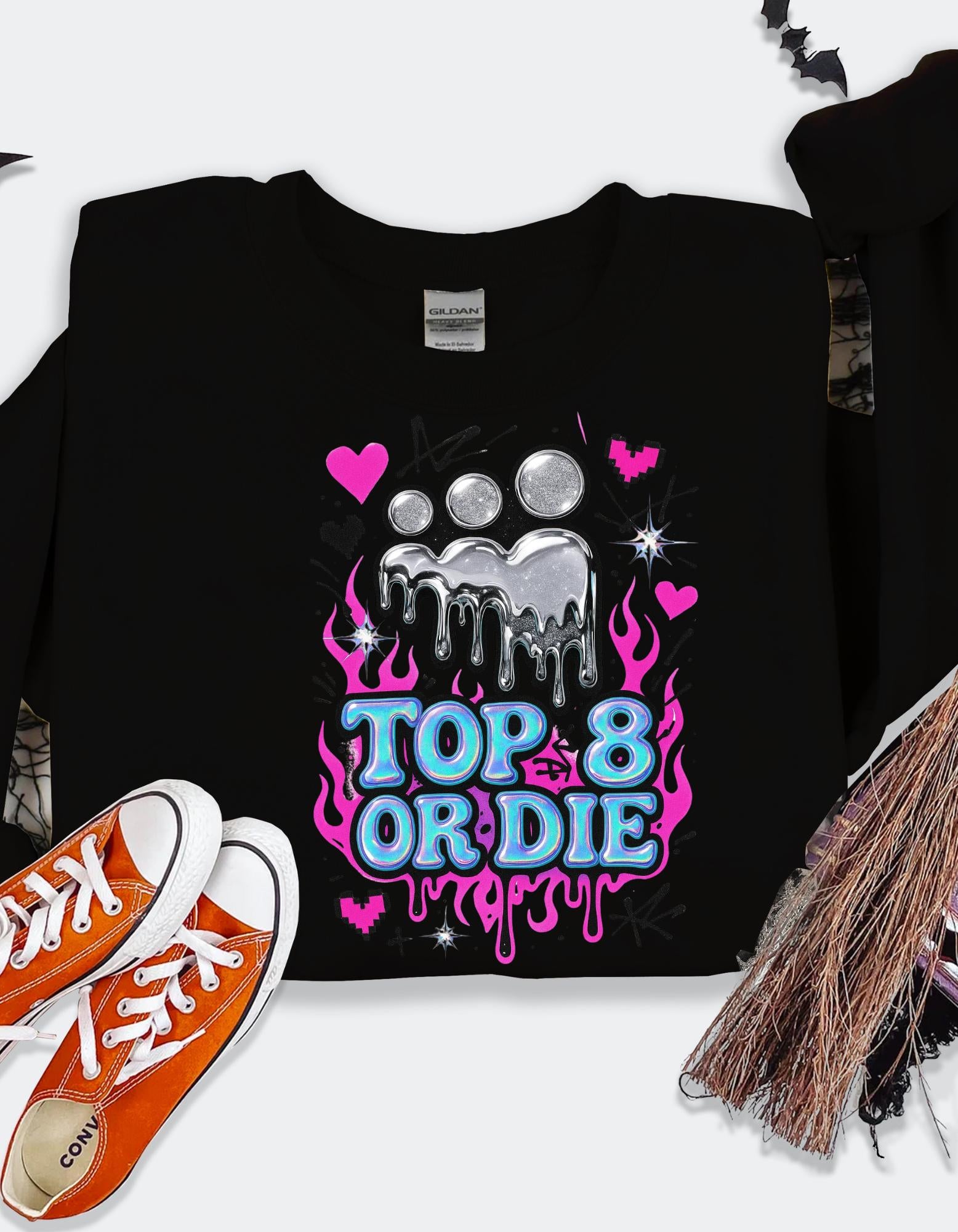 Retro MySpace Top 8 Sweatshirt: Y2K Nostalgia Social Media Throwback Fashion Unisex Pullover